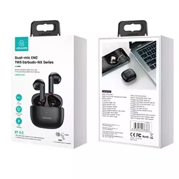 Навушники Bluetooth 5.2 USAMS TWS NX10 Series Dual mic wireless black/black BHUNX01