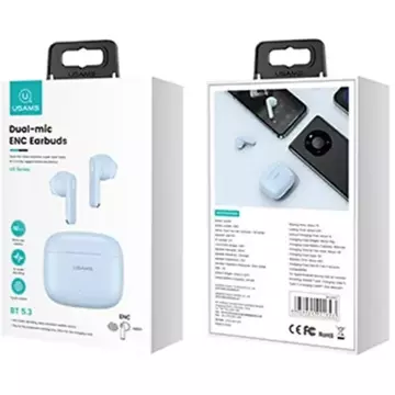 Навушники Bluetooth 5.3 USAMS TWS US Series Dual mic wireless blue/blue BHUUS03