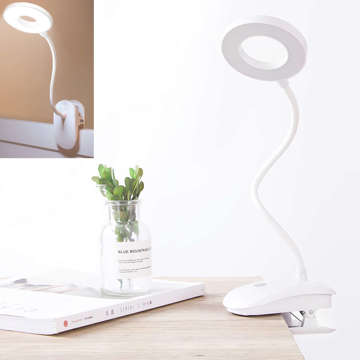 Настільна лампа Alogy Desk LED Ring Lamp з настільним затискачем бездротова гнучка Біла