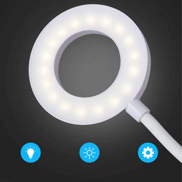 Настільна лампа Alogy Desk LED Ring Lamp з настільним затискачем бездротова гнучка Біла