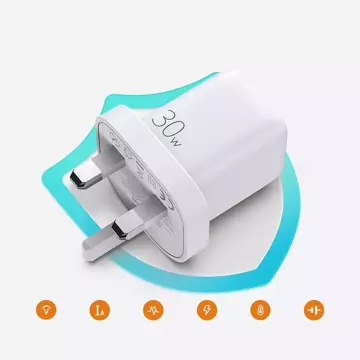 Настінний зарядний пристрій Joyroom USB Type C / USB 30W Power Delivery Quick Charge 4.5A (вилка UK) білий (L-QP303)