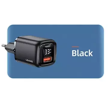 Настінний зарядний пристрій USAMS 1x USB-C 1x USB T46 33 Вт (лише головка) PD3.0 QC3.0 Fast Charging чорний/чорний CC152TC01 (US-CC152)