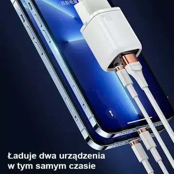 Настінний зарядний пристрій USAMS 1x USB-C 1x USB T46 33 Вт (лише головка) PD3.0 QC3.0 Fast Charging чорний/чорний CC152TC01 (US-CC152)