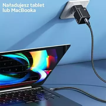 Настінний зарядний пристрій USAMS 1x USB-C T45 30W PD3.0 Кабель для швидкого заряджання U63 USB-C/Lightning black/black UXTZH01 (USAMS-UX)