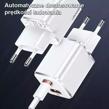 Настінний зарядний пристрій USAMS 1xUSB-C 1xUSB T43 33W PD3.0 QC3.0 кабель U63 USB-C до блискавичного чорного/чорного USKTZ01