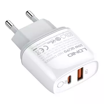 Настінний зарядний пристрій USB LDNIO A2424C, кабель USB-C 20 Вт USB-C - Lightning