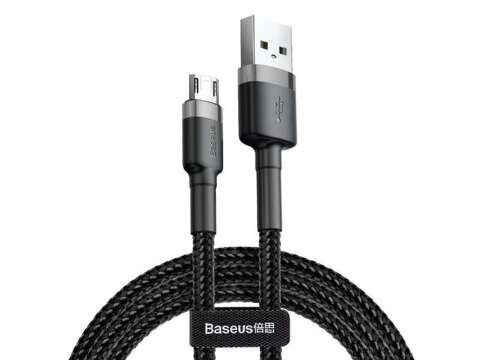 Нейлоновий кабель Baseus Cafule Micro-USB 2.4A 100 см чорний / сірий