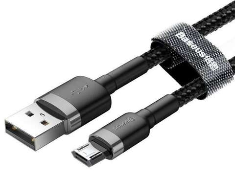 Нейлоновий кабель Baseus Cafule Micro-USB 2.4A 100 см чорний / сірий