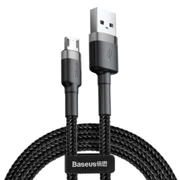 Нейлоновий кабель Baseus Cafule Micro-USB 2.4A 100 см чорний / сірий