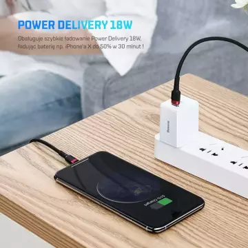 Нейлоновий кабель Baseus Cafule USB-C Lightning PD 1 м, чорний / сірий