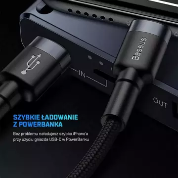 Нейлоновий кабель Baseus Cafule USB-C Lightning PD 1 м, чорний / сірий