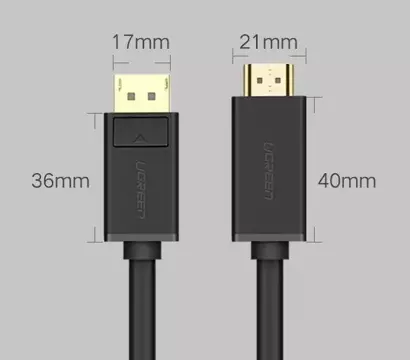 Однонаправлений кабель DisplayPort – HDMI UGREEN 4K 30 Гц 32 AWG 2 м чорний (DP101 10202)