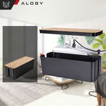 Органайзер коробка для кабельних смужок box M desk floor Alogy BOX wood Black