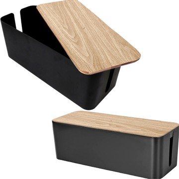 Органайзер коробка для кабельних смужок box M desk floor Alogy BOX wood Black