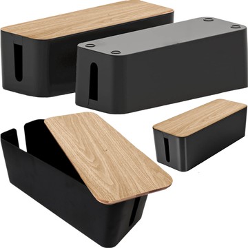 Органайзер коробка для кабельних смужок box M desk floor Alogy BOX wood Black