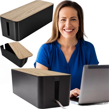 Органайзер коробка для кабельних смужок box M desk floor Alogy BOX wood Black