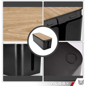 Органайзер коробка для кабельних смужок box M desk floor Alogy BOX wood Black