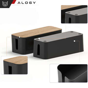 Органайзер коробка для кабельних смужок box M desk floor Alogy BOX wood Black