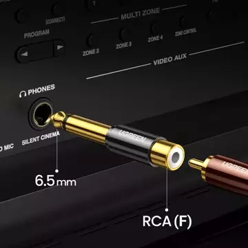 Перехідник UGREEN 6,35 мм jack (штекер) на RCA (гніздо) золото (AV169 80731)