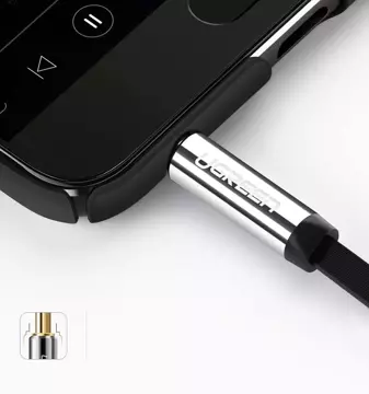 Плоский кабель UGREEN audio кабель AUX 3.5 мм mini jack 3м срібний (10728)