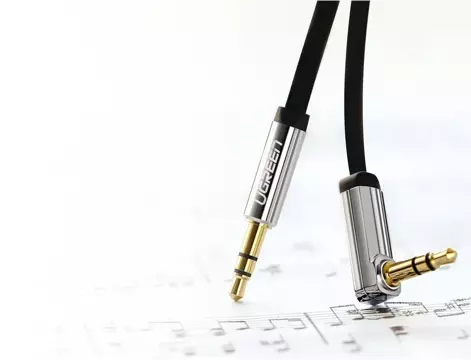 Плоский кабель UGREEN audio кабель AUX 3.5 мм mini jack 3м срібний (10728)