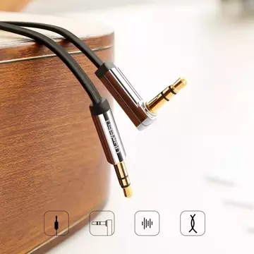 Плоский кабель UGREEN audio кабель AUX 3.5 мм mini jack 3м срібний (10728)