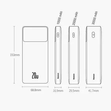 Повербанк зі швидкою зарядкою Baseus Bipow 20000mAh 20W black (Overseas Edition) USB-A - Micro USB кабель 0.25m black (PPBD050501)