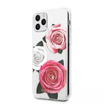 Прозорий жорсткий чохол Etui Guess GUHCN58ROSTRT для Apple iPhone 11 Pro Flower Desire Pink