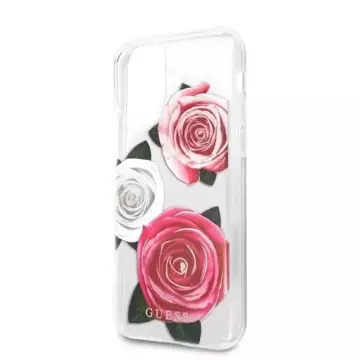 Прозорий жорсткий чохол Etui Guess GUHCN58ROSTRT для Apple iPhone 11 Pro Flower Desire Pink