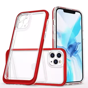 Прозорий чохол 3в1 для iPhone 11 Pro frame gel cover red