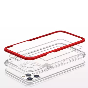 Прозорий чохол 3в1 для iPhone 11 Pro frame gel cover red