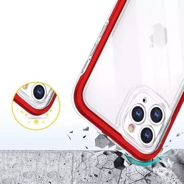 Прозорий чохол 3в1 для iPhone 11 Pro frame gel cover red