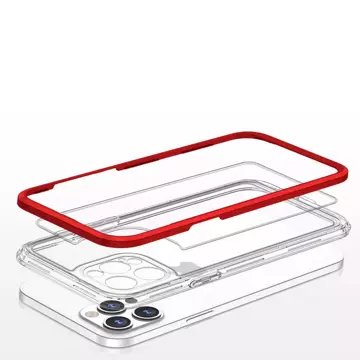 Прозорий чохол 3в1 для iPhone 12 Pro frame gel cover red