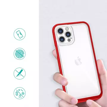 Прозорий чохол 3в1 для iPhone 12 Pro frame gel cover red