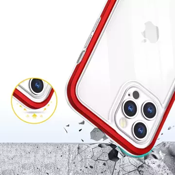 Прозорий чохол 3в1 для iPhone 12 Pro frame gel cover red