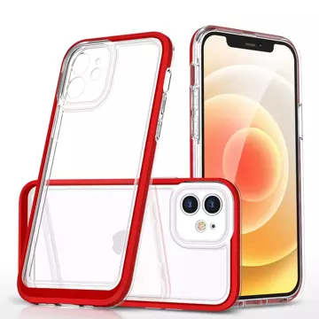 Прозорий чохол 3в1 для iPhone 12 frame gel cover red