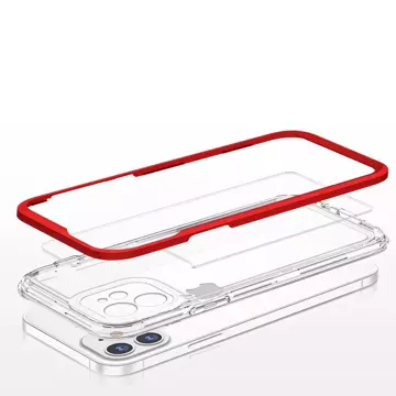 Прозорий чохол 3в1 для iPhone 12 frame gel cover red