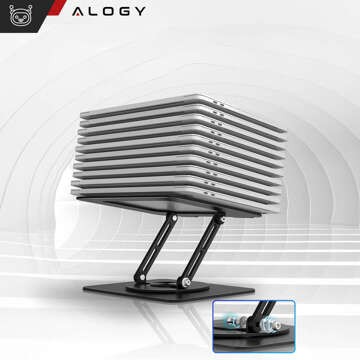 Підставка для ноутбука Macbook 17 Stand Holder Table Folding Swivel 360 Adjustable Aluminium for Alogy Desk Black