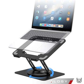 Підставка для ноутбука Macbook 17 Stand Holder Table Folding Swivel 360 Adjustable Aluminium for Alogy Desk Black