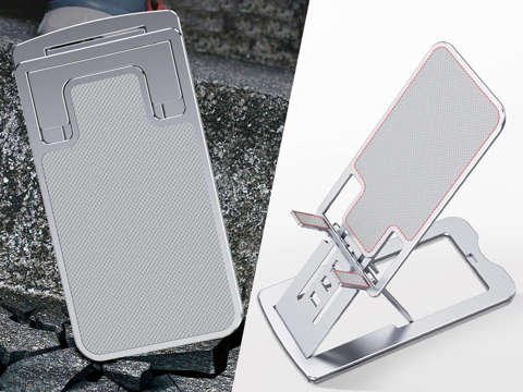 Регульована підставка для телефону Alogy Складна настільна підставка срібляста