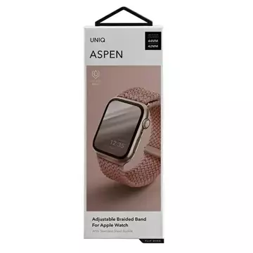 Ремінець UNIQ Aspen для Apple Watch 44/42/45 мм Series 4/5/6/7/8/SE/SE2 Плетений рожевий/грейпфрутовий рожевий