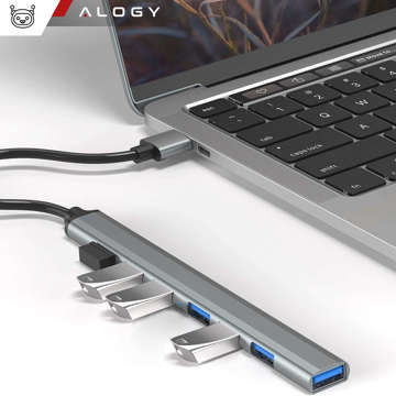 Розгалужувач HUB 7x USB 3.0 slim 5GB/s Перехідник розгалужувач Alogy Grey