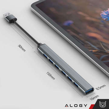 Розгалужувач HUB 7x USB 3.0 slim 5GB/s Перехідник розгалужувач Alogy Grey