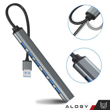 Розгалужувач HUB 7x USB 3.0 slim 5GB/s Перехідник розгалужувач Alogy Grey