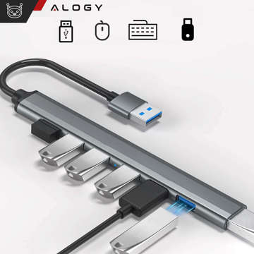 Розгалужувач HUB 7x USB 3.0 slim 5GB/s Перехідник розгалужувач Alogy Grey