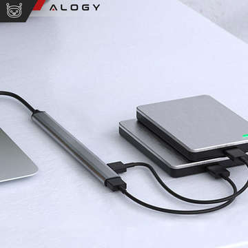 Розгалужувач HUB 7x USB 3.0 slim 5GB/s Перехідник розгалужувач Alogy Grey