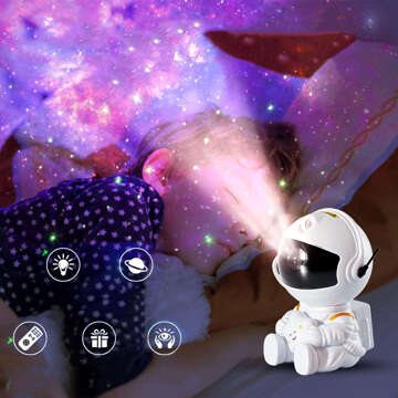 Світлодіодний нічник Astronaut Star Projector RGB 360 для дитячої кімнати з дистанційним керуванням і регульованим білим