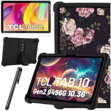 Скляний чохол для TCL TAB 10 Gen2 8496G 10,36" 10,4 чохол для планшета Силіконова чохол-підставка Alogy Чорний без стилуса