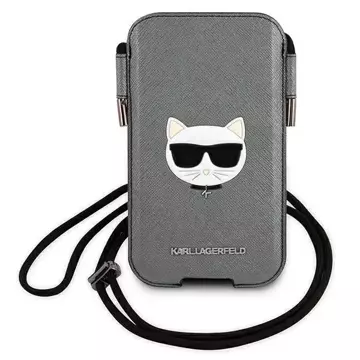 Сумочка Karl Lagerfeld KLHCP12LOPHCHG 6.7" сірий/сірий твердий футляр Saffiano Ikonik Choupette Head