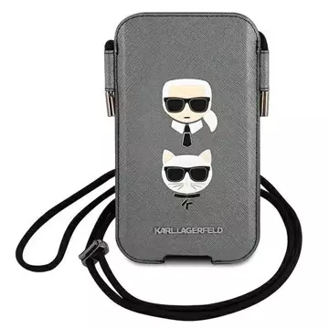 Сумочка Karl Lagerfeld KLHCP12LOPHKCG 6.7" сірий/сірий жорсткий чохол Saffiano Ikonik Karl"